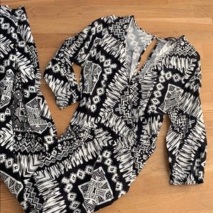 Express | Black and White Tropical Maxi Dress | L